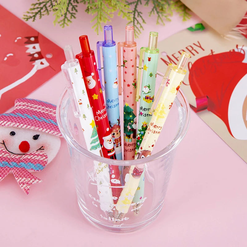 1/6 Christmas Cartoon Gel Pen 0.5mm Black Ink Retractable Pen for Writing Signature Pens School Office Products Kids Gifts