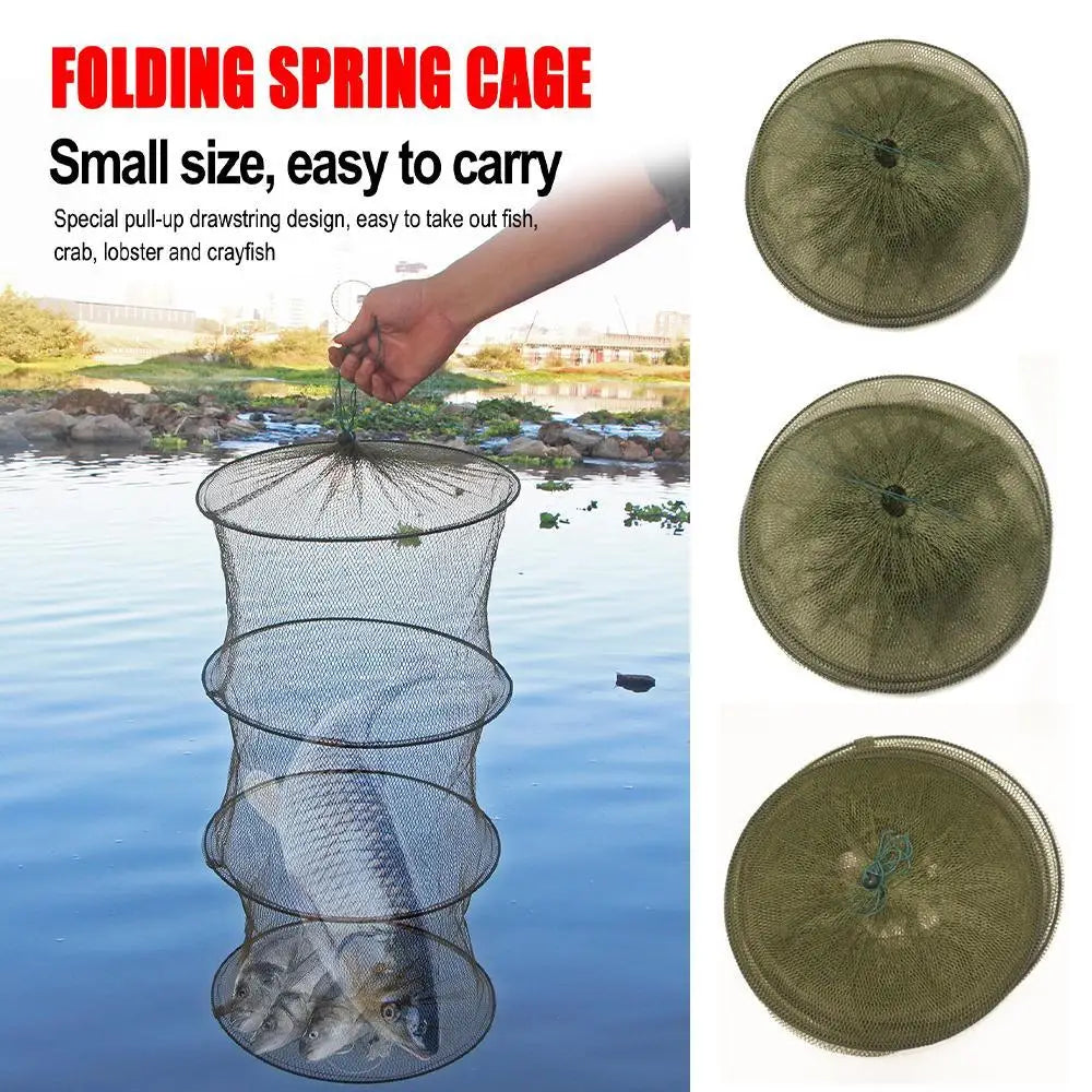 Folding Telescoping Quick-drying Nylon Mesh Fishing Basket