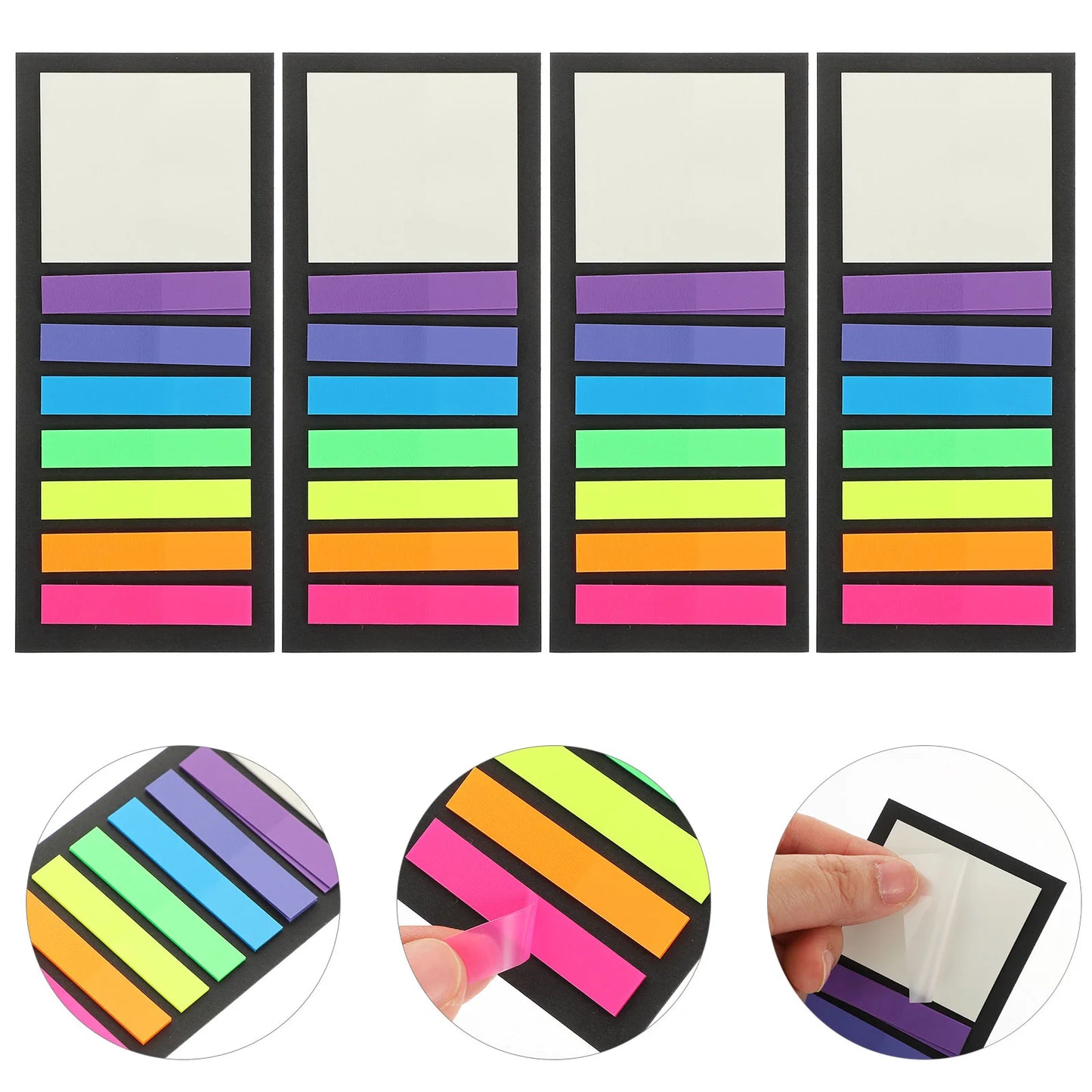 4 Books Highlighter Ultra Thin Index Stickers Strips Annotation Supplies Annotating Tabs Tags Tape Office Products