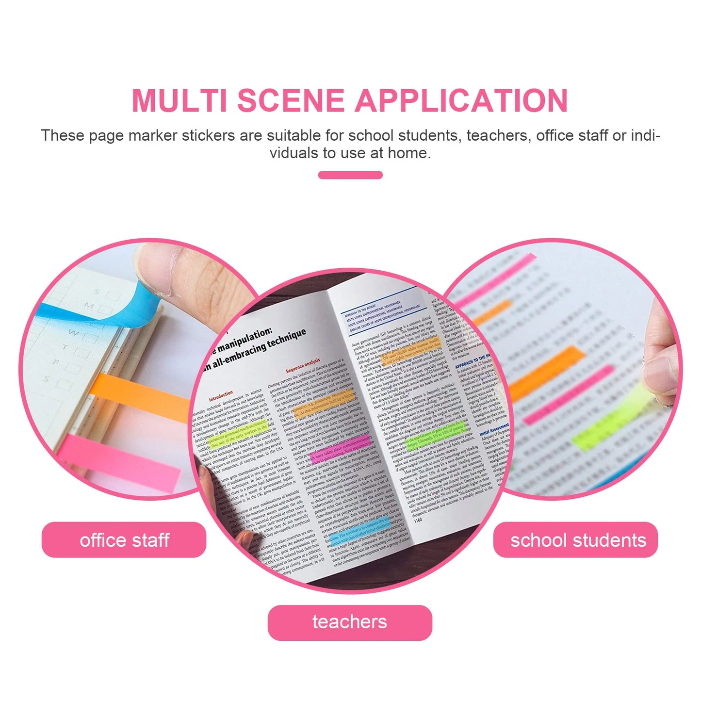 4 Books Highlighter Ultra Thin Index Stickers Strips Annotation Supplies Annotating Tabs Tags Tape Office Products