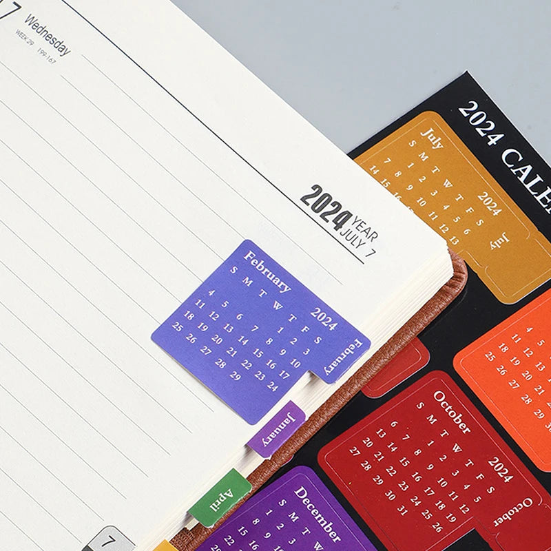 2024 12 Month Calendars Notebook Index Label Stickers Planners Category Stickers School Office Products Stationery