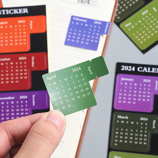 2024 12 Month Calendars Notebook Index Label Stickers Planners Category Stickers School Office Products Stationery